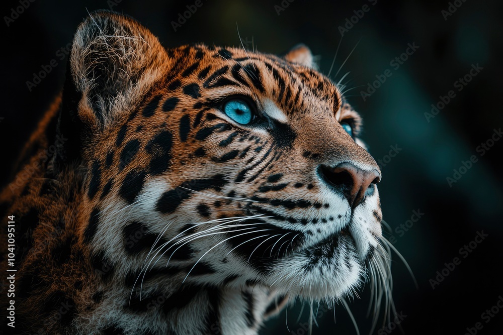 Obraz premium Close-up Portrait of a Jaguar with Striking Blue Eyes