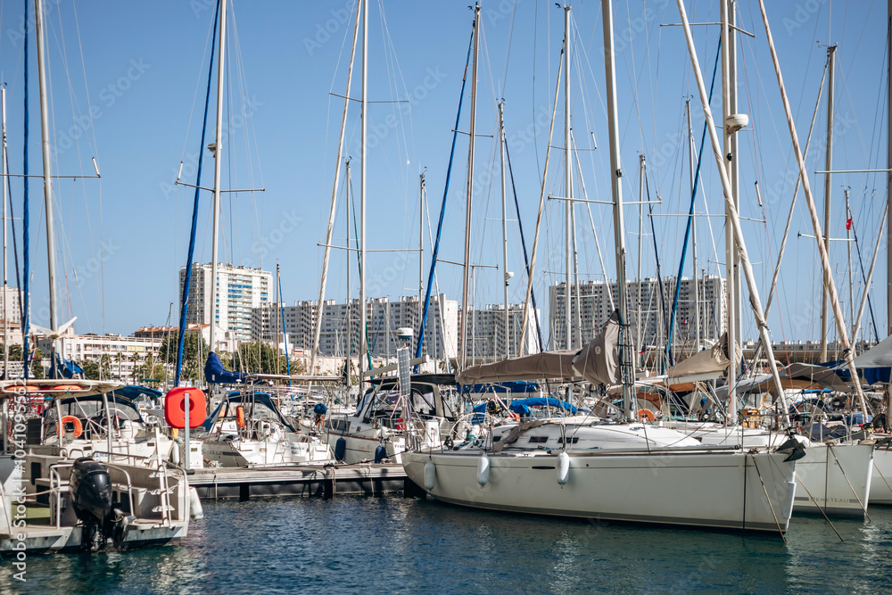 Toulon, France - July 10, 2024 : Port and pier in Toulon, southern France