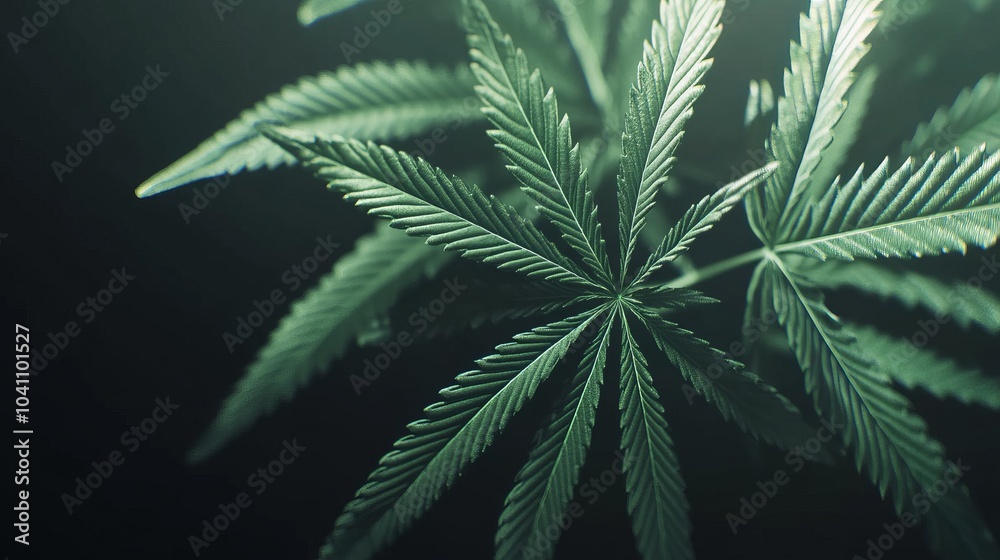 A close-up of a marijuana plant with lush green leaves against a dark background. A close-up of a marijuana plant with lush green leaves against a dark background.
