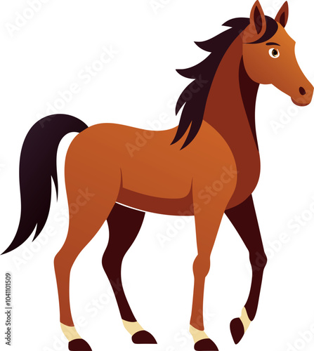 horse cartoon isolated Illustration White Background