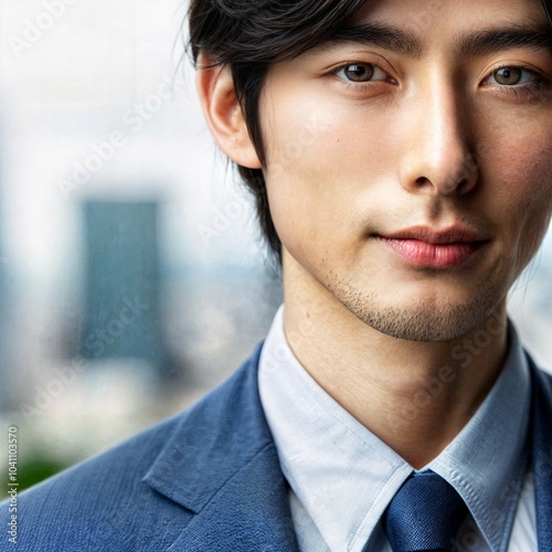 young asian businessman dressed in formal suit on the street