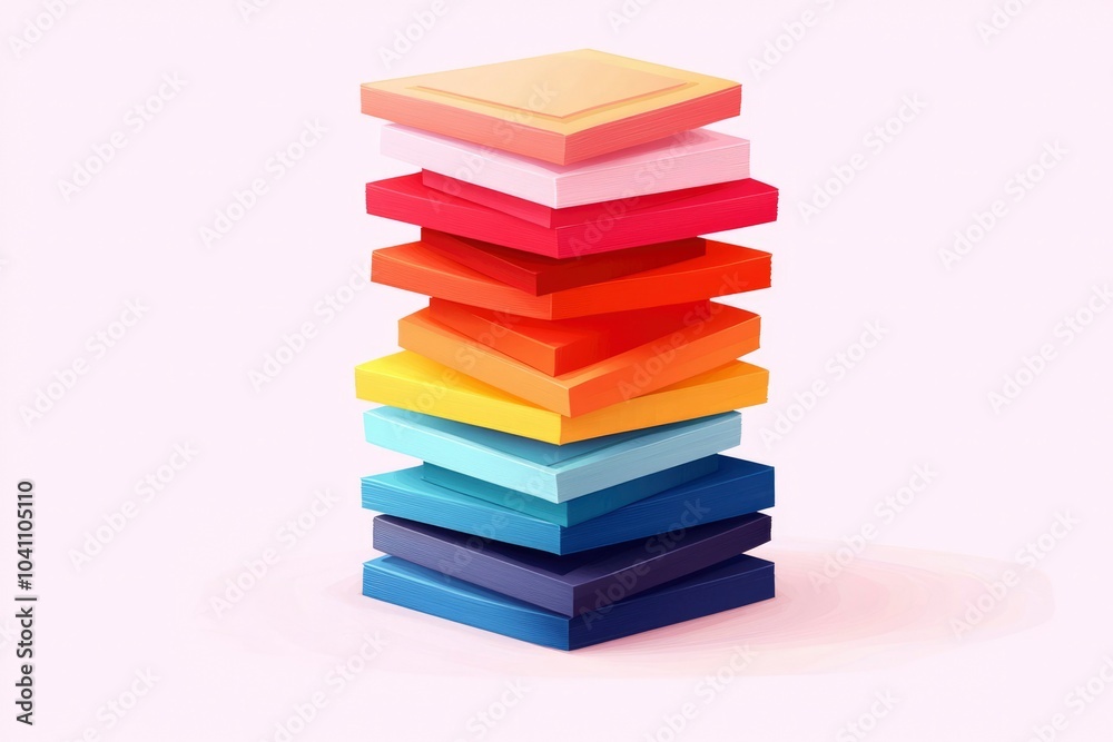 Stack of Colorful Square Blocks on White Background Stack of Colorful Square Blocks on White Background