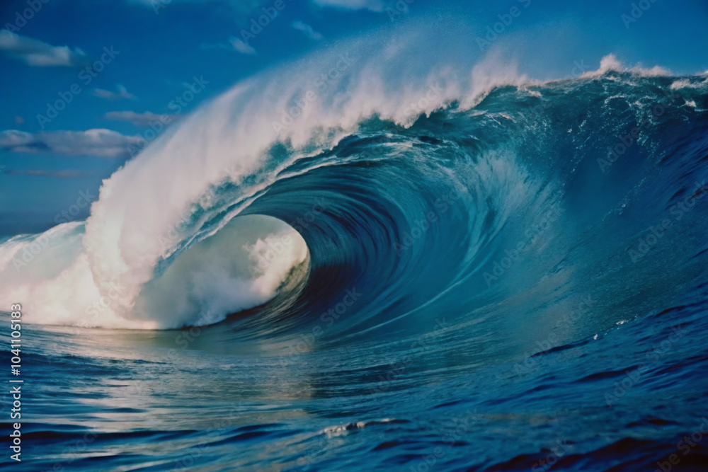 Naklejka premium dolphin in the sea. wave, water, sea, ocean, blue, nature, surf, sky, beach, white, surfing, waves, abstract, sun, hawaii, surface, foam, landscape, tube, barrel, underwater, clear, splash