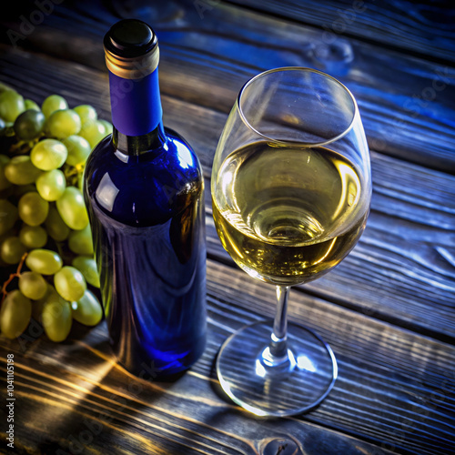 wine bottle and glass. wine, bottle, glass, alcohol, drink, white, red, beverage, grape, isolated, wineglass, grapes, food, liquid, fruit, celebration, vine, green, winery, glasses, white wine, alcoho photo