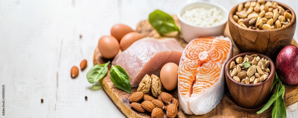 Colorful array of healthy fats, proteins, and whole foods for a balanced diet and vibrant lifestyle. Colorful array of healthy fats, proteins, and whole foods for a balanced diet and vibrant lifestyle.