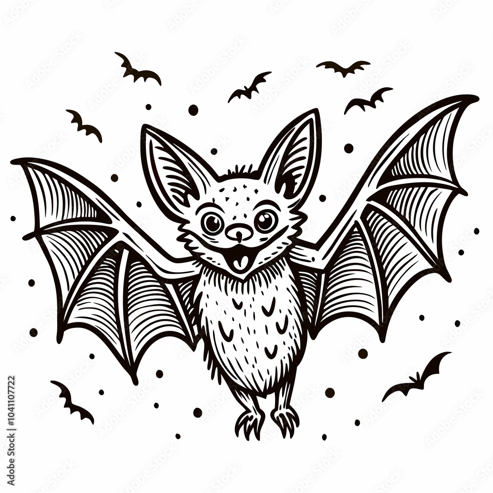 Bat illustration and white background Bat illustration and white background
