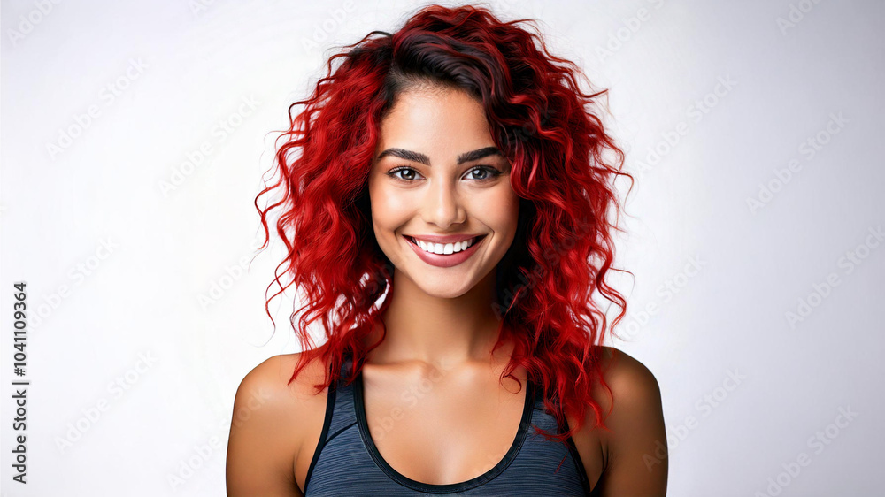 a young woman with red hair in front of a white background a young woman with red hair in front of a white background