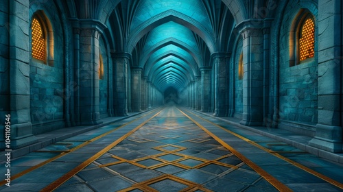 Surreal Labyrinthine Fortress in an Endless Corridor