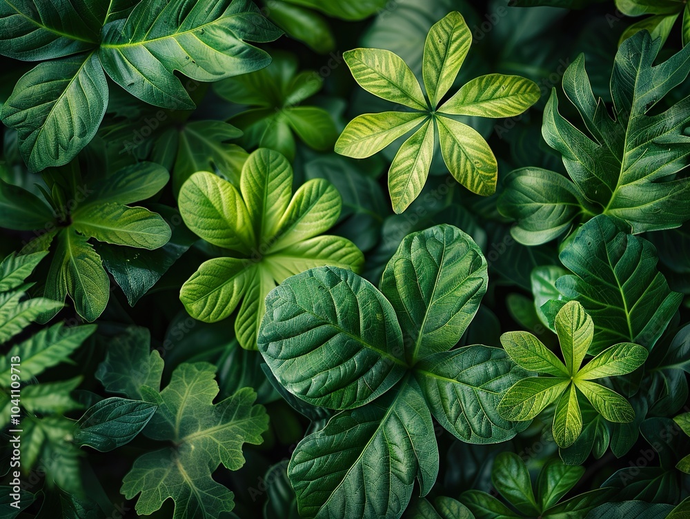 Green Leaves Texture: Tropical Foliage Background Green Leaves Texture: Tropical Foliage Background