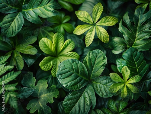 Green Leaves Texture: Tropical Foliage Background