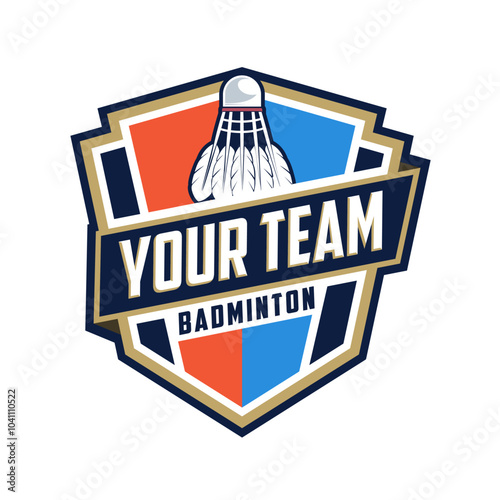 Badminton club logo template, Badminton tournaments logotype concept. Abstract sport symbol design vector illustration