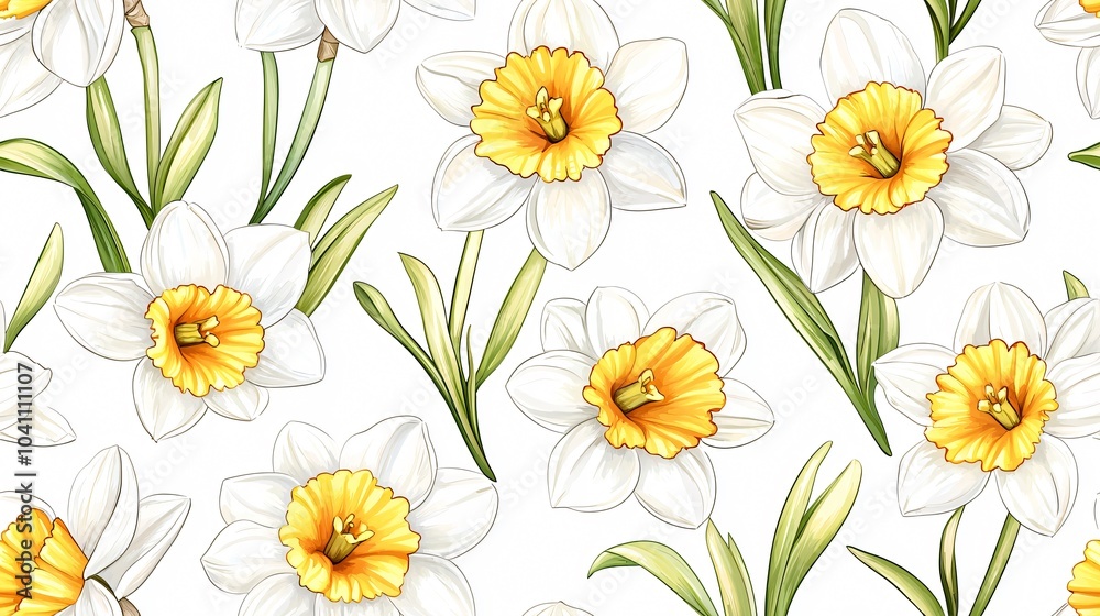 Fototapeta premium Beautiful Daffodil Floral Pattern for Spring Decor and Design