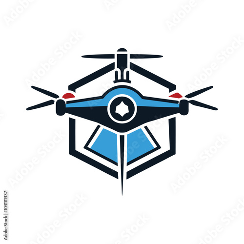 Quadcopter and flying drone color icons set