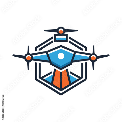 Quadcopter and flying drone color icons set