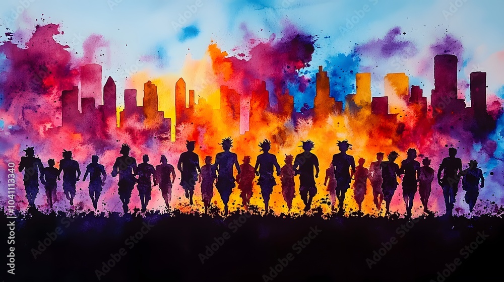 custom made wallpaper toronto digitalWatercolor depiction of the Thaipusam festival, capturing the spirit of Batu Caves with devotees in a colorful procession carrying kavadis