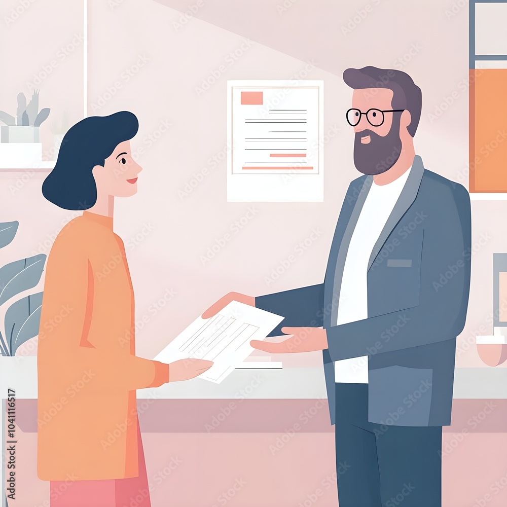 Business Meeting Agreement Signing Handshake Negotiation Illustration