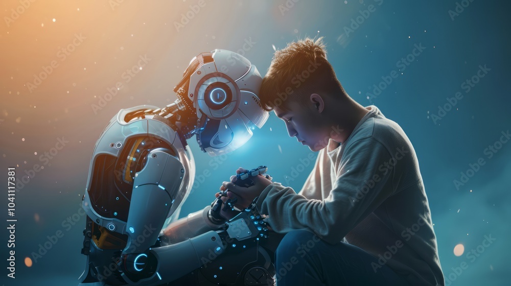 Obraz premium Robot Expressing Empathy Through Body Language