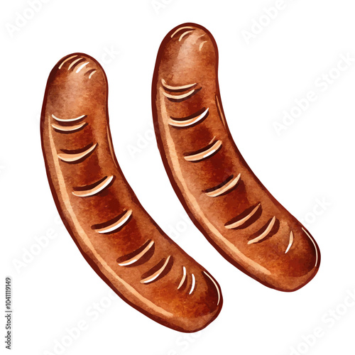 Vintage watercolor sausages food vector illustration (7)