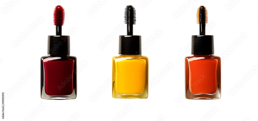set of a nail polish bottles with brush collection isolated transparent background set of a nail polish bottles with brush collection isolated transparent background