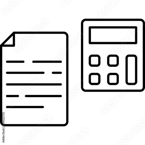 Calculator vector icon outline with isolated background 