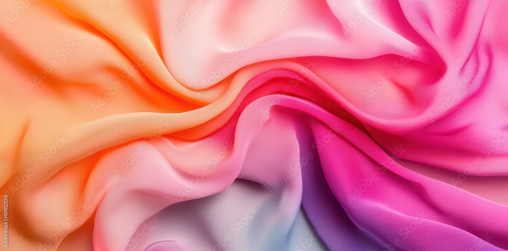 Obraz premium Vibrant chiffon fabric flowing in soft rainbow gradients, creating a long and airy visual delight.