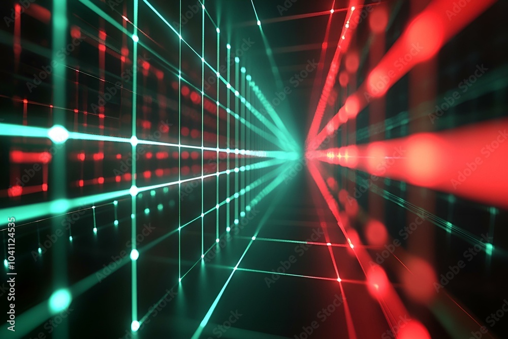 A futuristic 3D grid consisting of sharp, glowing lines against a black background. Gives a feeling of depth and movement. A futuristic 3D grid consisting of sharp, glowing lines against a black background. Gives a feeling of depth and movement.