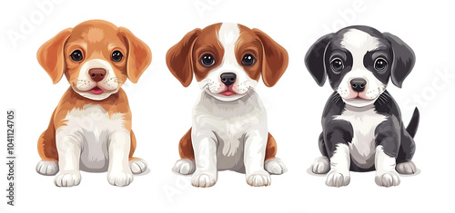 set of a puppy dog collection isolated transparent background