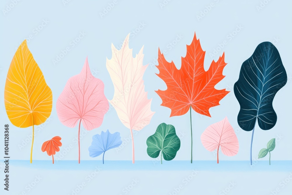 Obraz premium Illustration of various maple leaves in different colors for a coloring book celebrating the essence of autumn