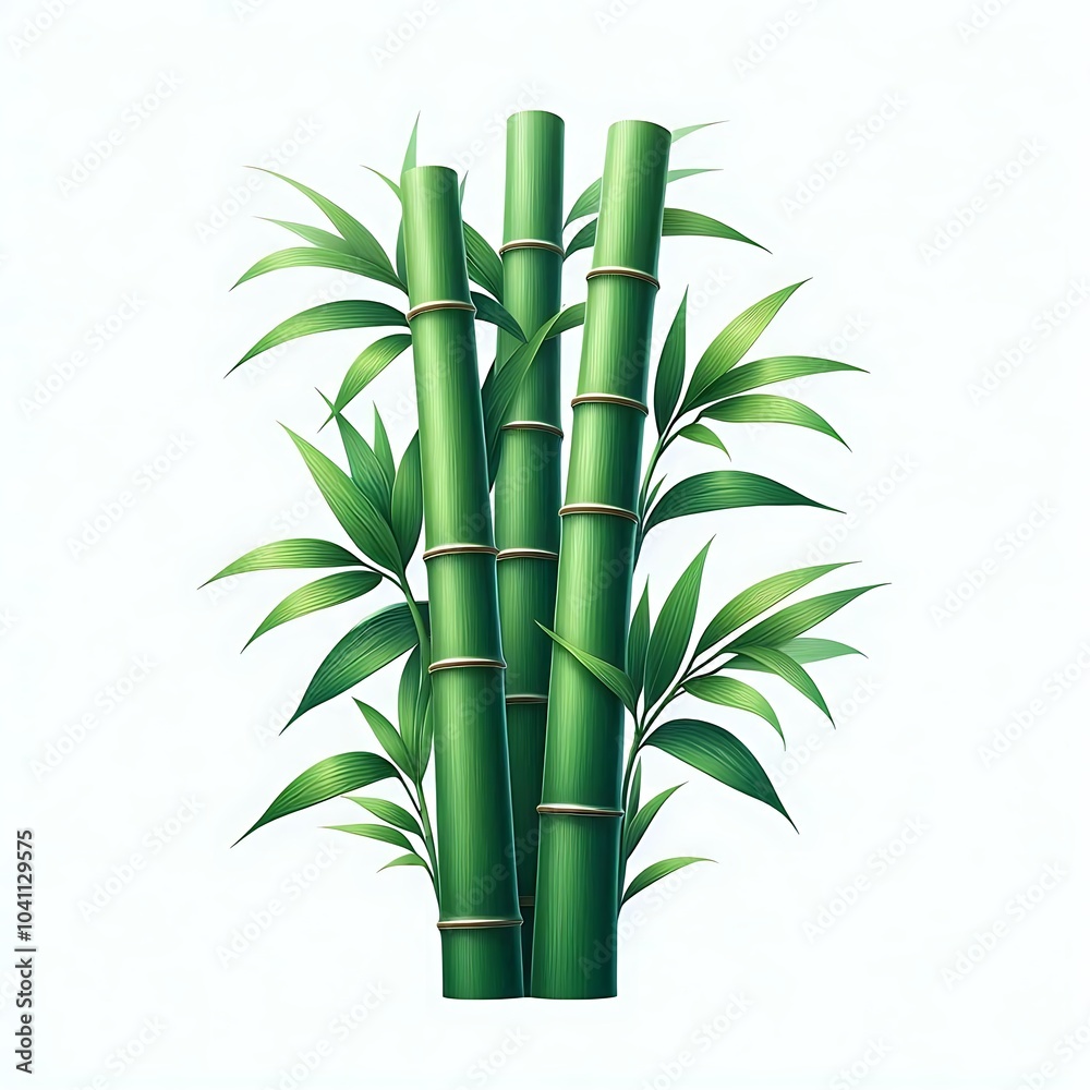 Fototapeta premium Green bamboo with leaves