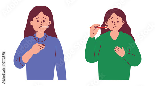 Sick Woman Suffering from Flu Fever