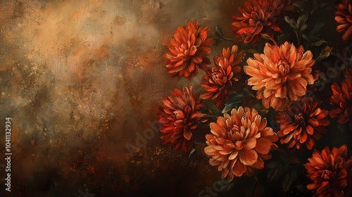 Vintage Fall Floral Painting in Dark Moody Tones