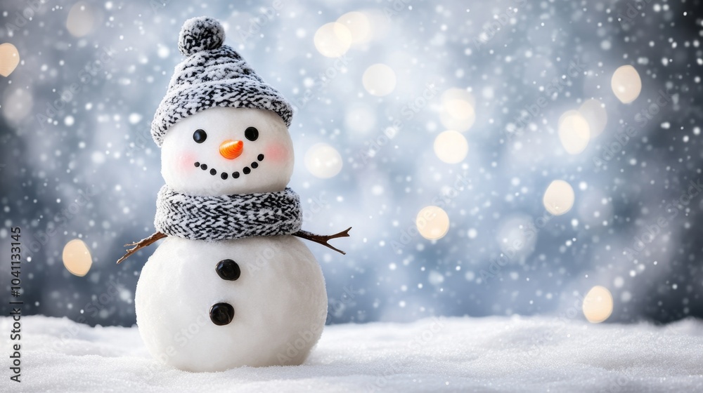 Playful Snowman in a Classic Winter Scene Playful Snowman in a Classic Winter Scene