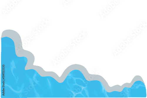 set of popular blue water pool isolated on white background