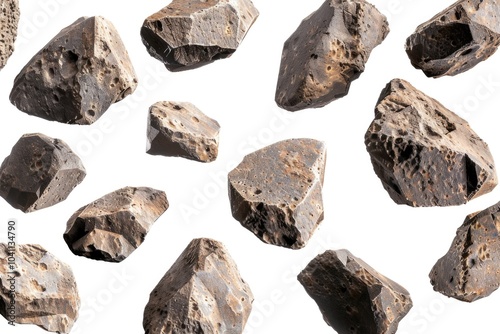 A collection of rocks perched on a smooth white surface