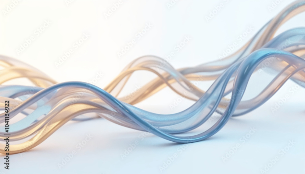 Smooth flowing waves of gold and silver against a white background Smooth flowing waves of gold and silver against a white background