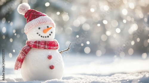 Joyful Snowman in Dreamy Winter Scene