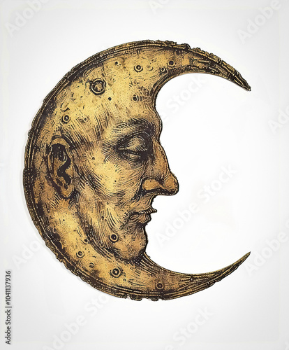 crescent moon with face
