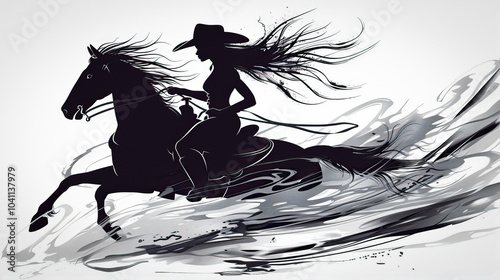 cowgirl silhouette black an...