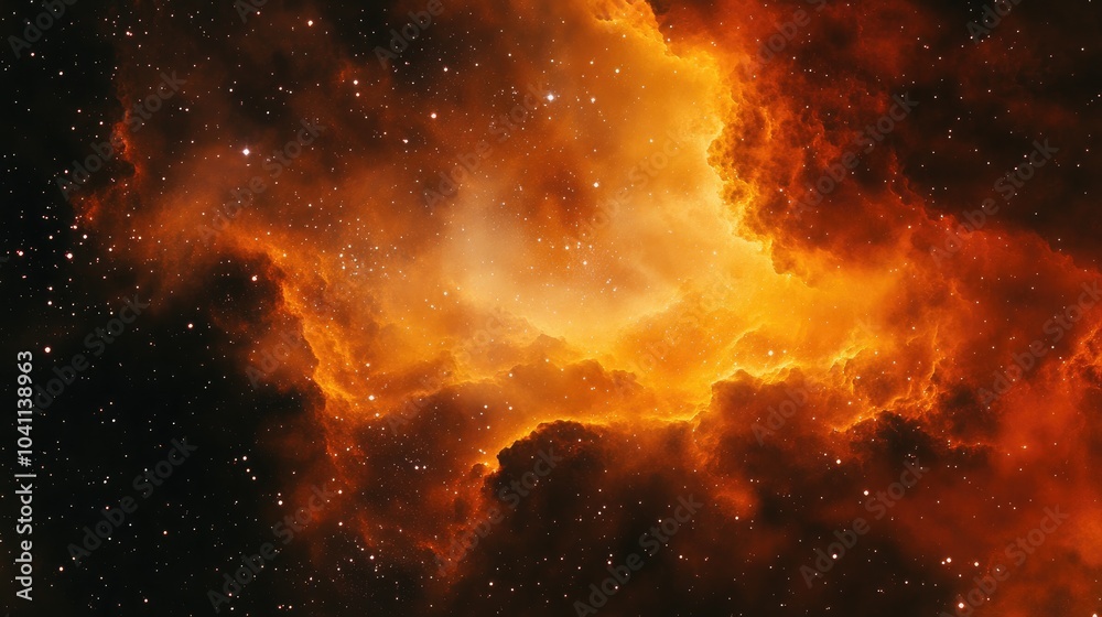 Fototapeta premium Colorful outer space backdrop featuring stars and a nebula gas cloud showcasing a science fiction illustration in 3D render