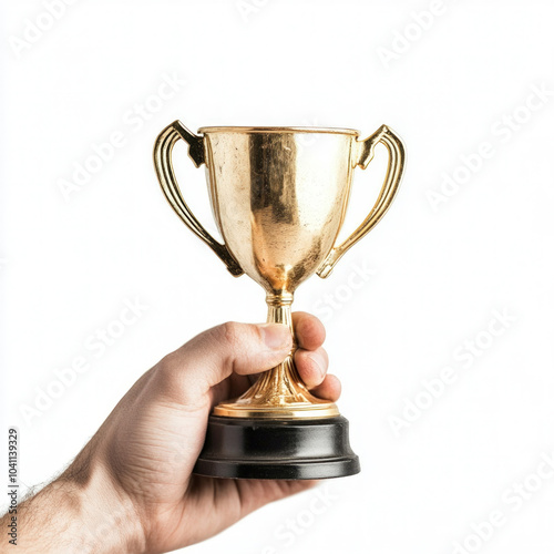 Holding Trophy Isolated