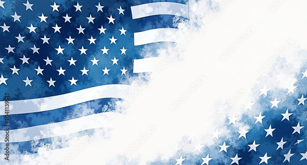 Unity in blue and white with clean lines and an American flag, symbolizing national cohesion. Texture overlays and spatial hierarchy emphasize unity and clarity in the design. Unity in blue and white with clean lines and an American flag, symbolizing national cohesion. Texture overlays and spatial hierarchy emphasize unity and clarity in the design.