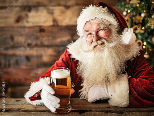 santa with a beer