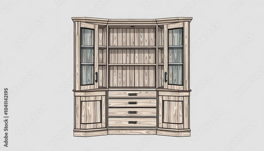 Corner Cabinet Full View Isolated on Transparency Background Corner Cabinet Full View Isolated on Transparency Background