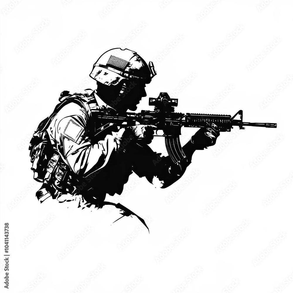 Veteran Silhouette, Illustration Isolated On White Background Veteran Silhouette, Illustration Isolated On White Background