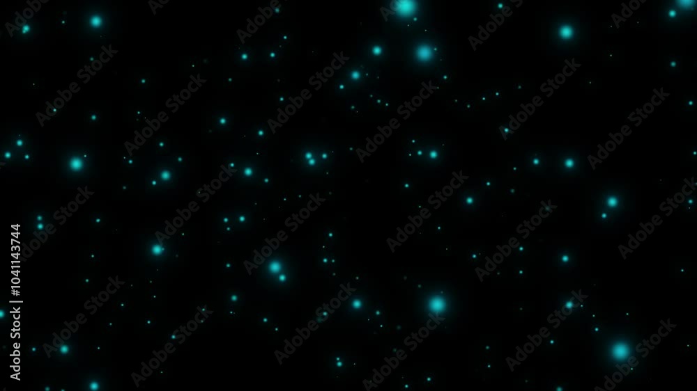 Abstract animation of blue bokeh particles on a black background. Abstract animation of blue bokeh particles on a black background.