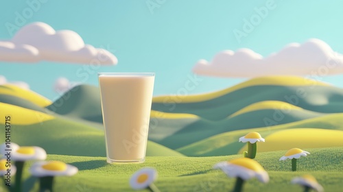 A bit of milky in a 3D cartoon rendering photo