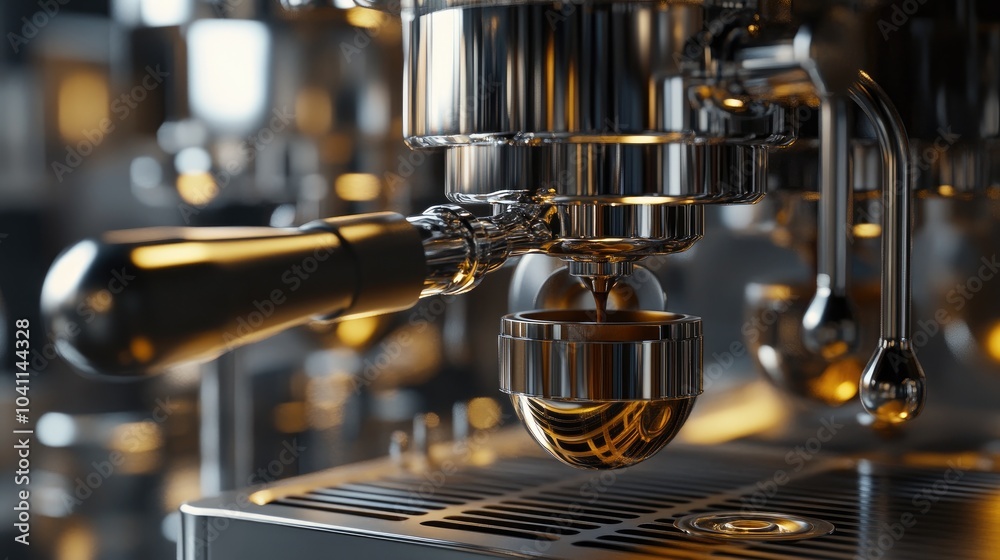 Professional espresso machine extracting fresh coffee using a bottomless portafilter Professional espresso machine extracting fresh coffee using a bottomless portafilter