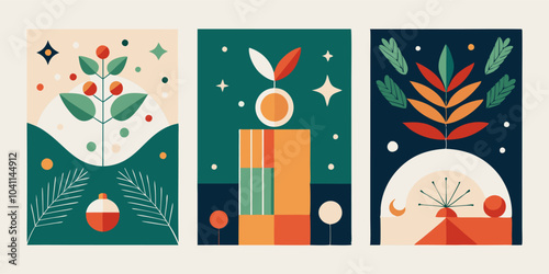 Modern abstract botanical illustrations for creative design and home decor