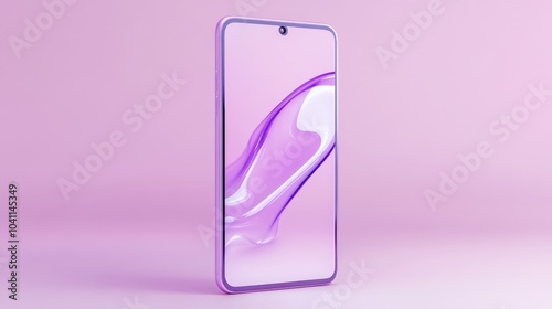 Phone screen mockup for social media promotion Advertising showcased on a smartphone display with a 3D effect Front view of a light purple bubble cell phone photo