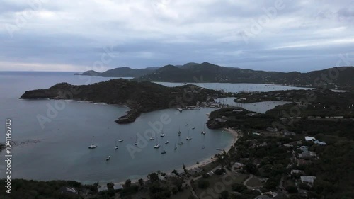 Wallpaper Mural Shirley Heights Lookout Overlooking Sailboats At Freeman's Bay At Sunset In English Harbour, Antigua And Barbuda. Aerial Shot Torontodigital.ca